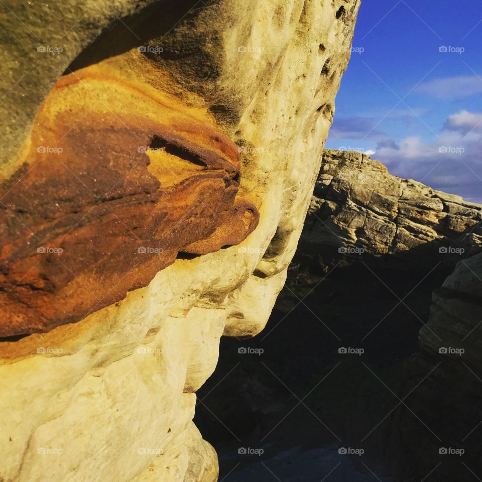 Inside the worn rocks on St. Andrews beach