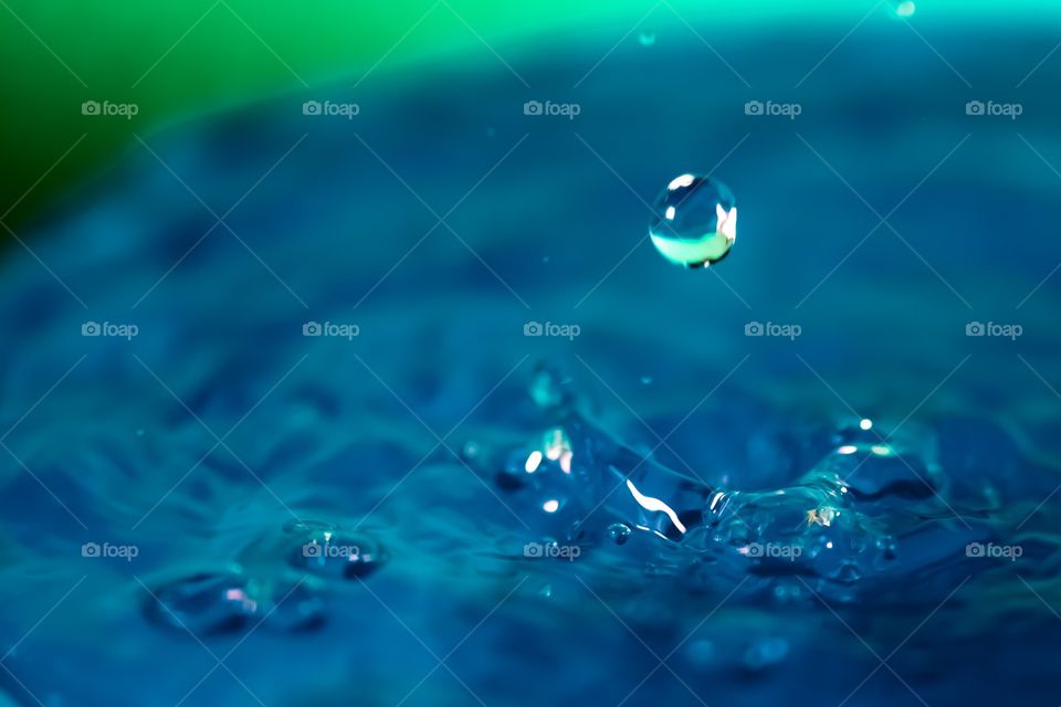Drop of blue water 