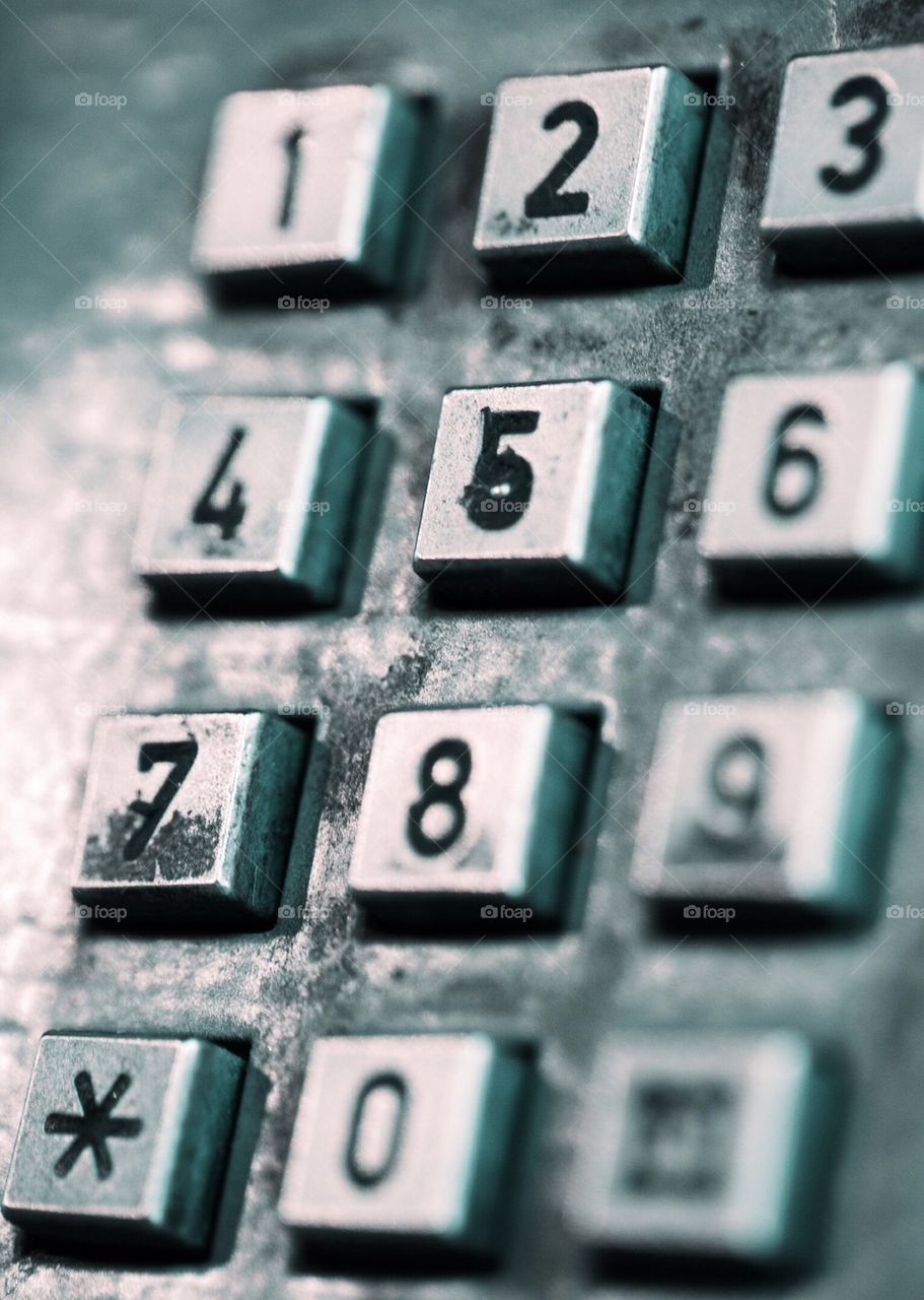 Close-up of vintage pay phone