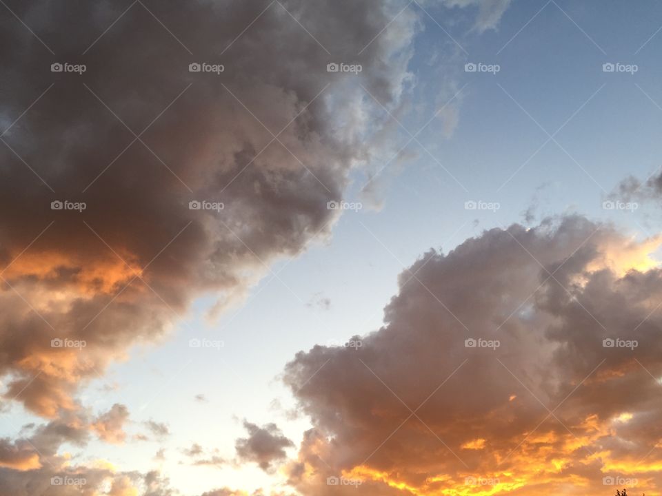 Heavenly clouds at sunset. In my town we have the most beautiful billowing clouds, they were especially pretty tonight