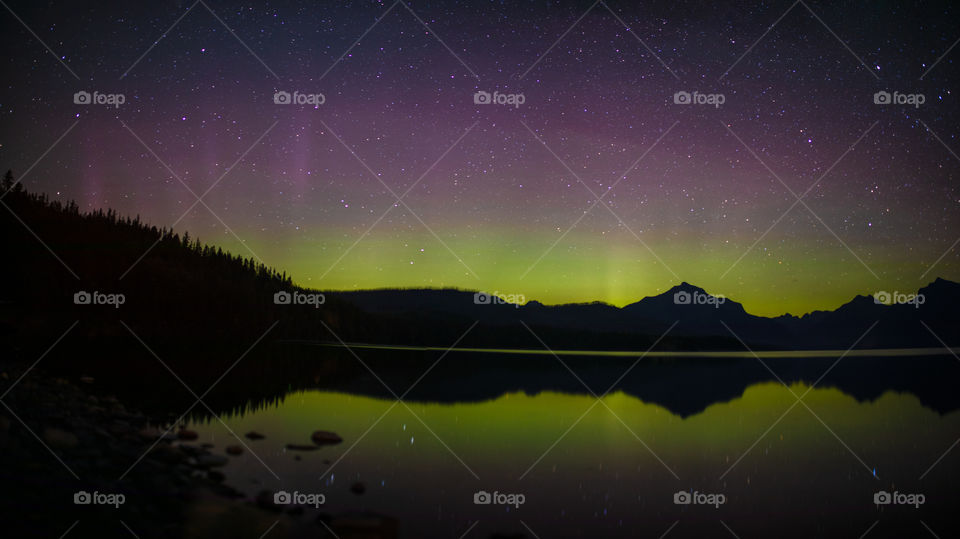 The Northern Lights in Glacier, Montana. View from the shore of Lake McDonald. Was an amazing evening. Even though the park was busy, we were the only people at this location, and soaked up every moment of this memory. 