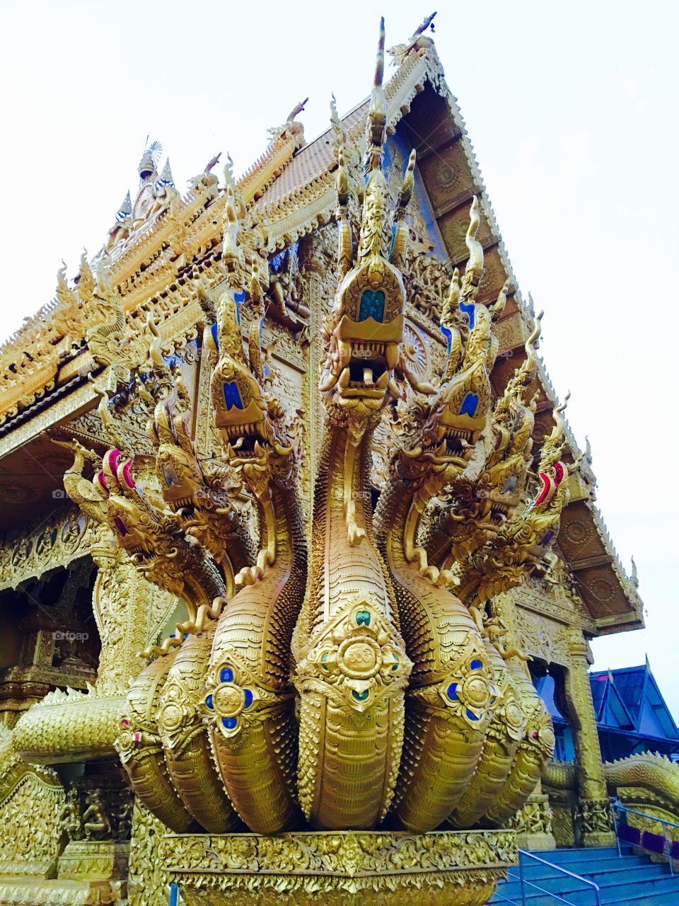 The great serpent in front of temple, northern of Thailand 