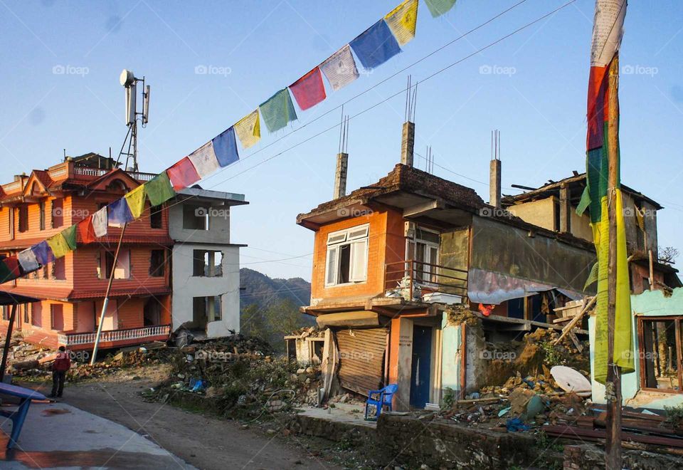 Building damage after the earthquake in Nepal 2015