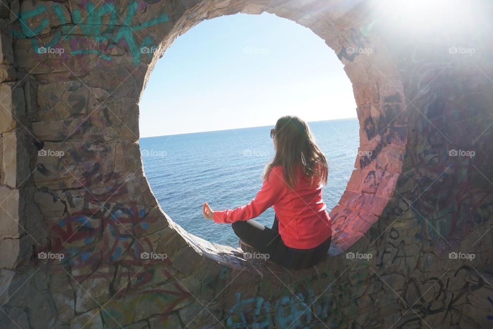 Circle#human#sea#panorama#relax#yoga