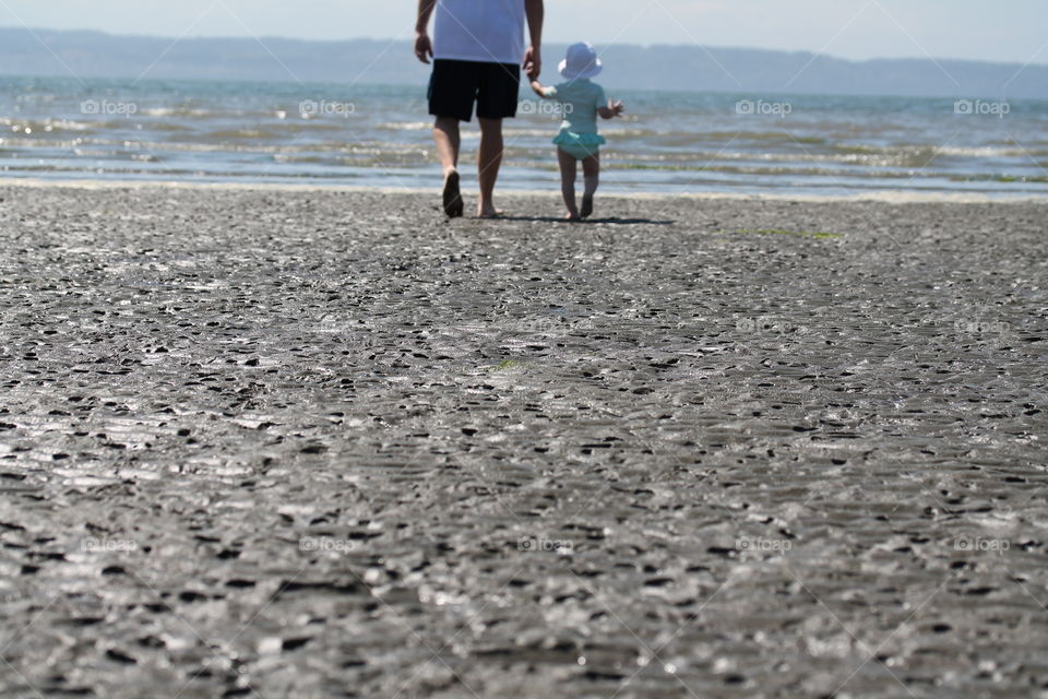 walking into the water