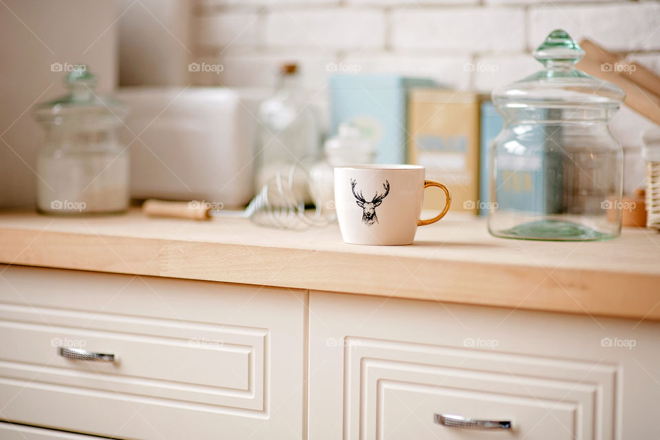 cup of coffee in a cozy festive Christmas atmosphere