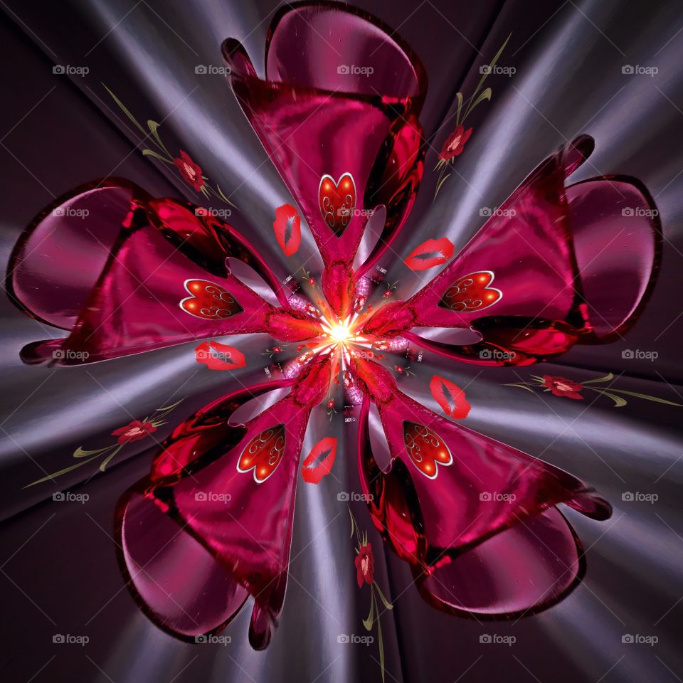 Love, hearts and kisses come together in an explosion of red colors.