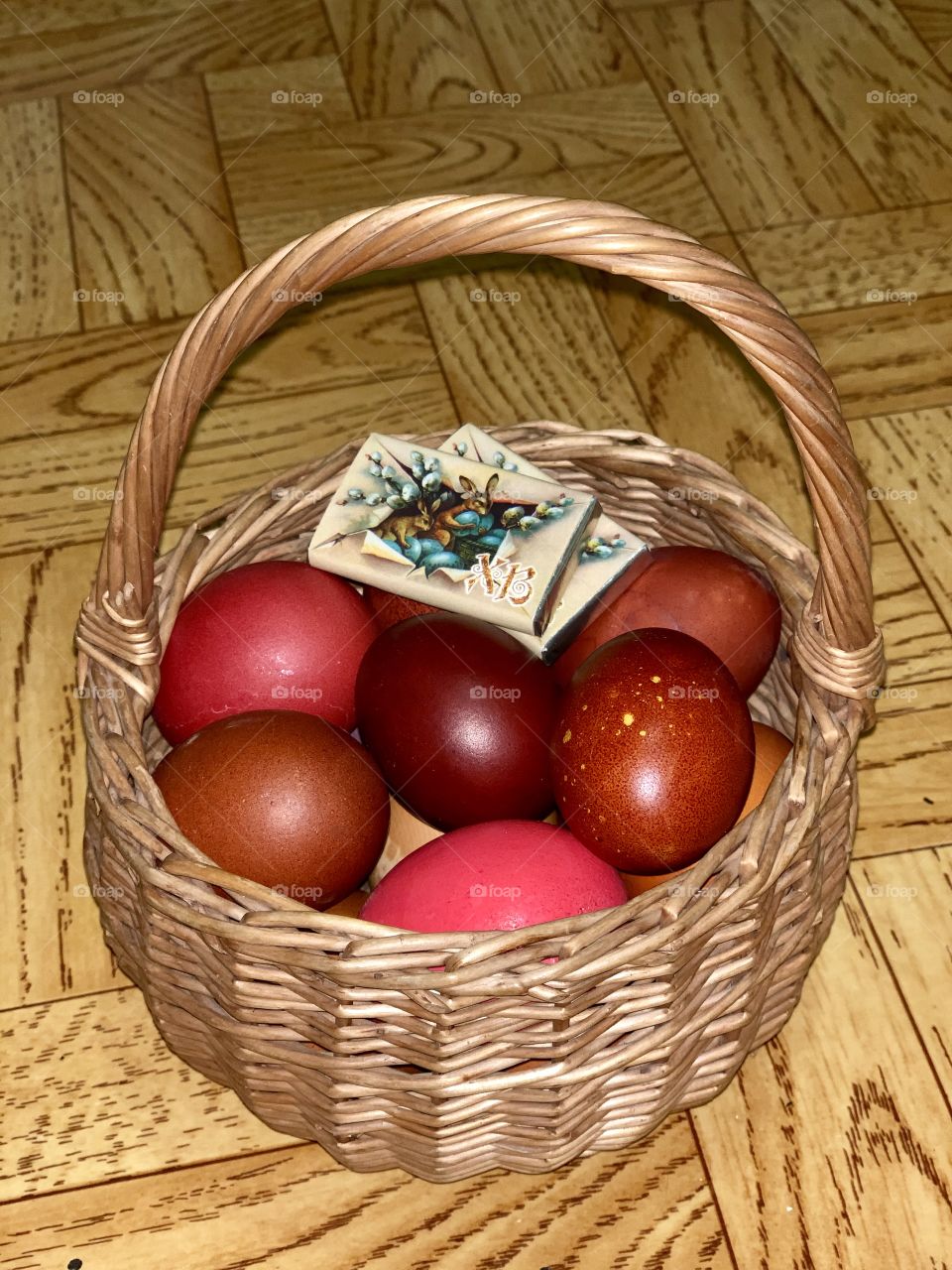 basket of painted Easter eggs