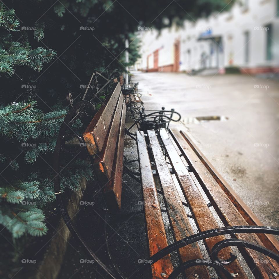 The bench in the secret closed city in Siberia.