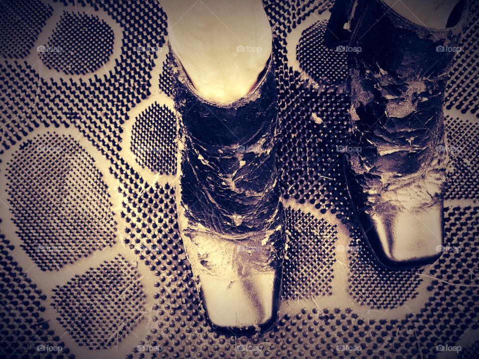 These boots are made for walking. Old well worn boots