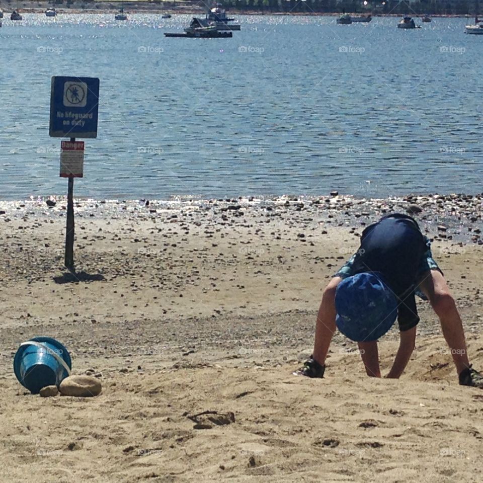 Child playing on beach