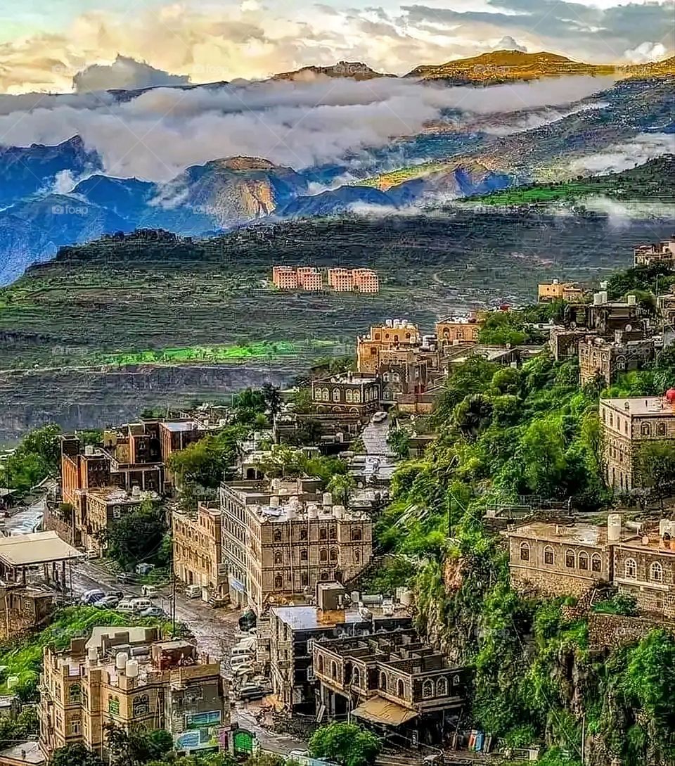 Glory be to God, the magnificent and picturesque view and the natural green trees are a view that is nothing more wonderful than it