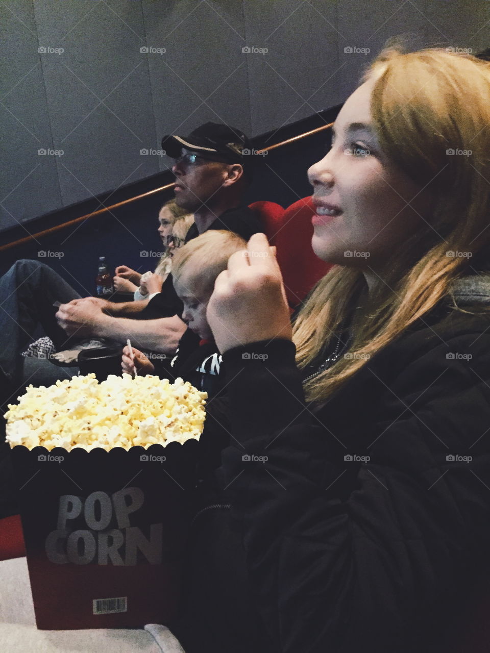 Movie, Woman, Theater, Popcorn, People