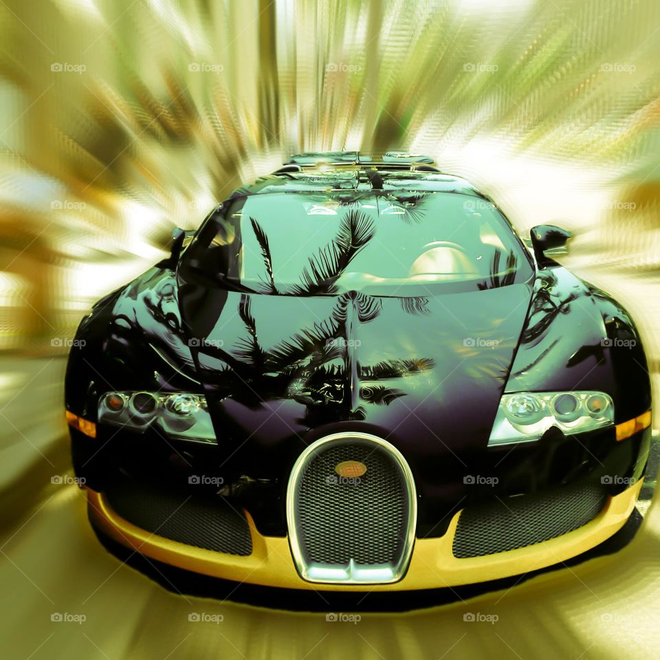 Bugatti car on blurred background