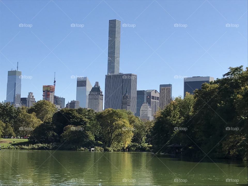 Central Park reservoir cityscape NYC
