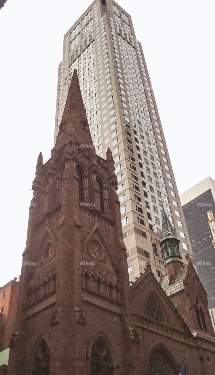 New York church and skyscraper