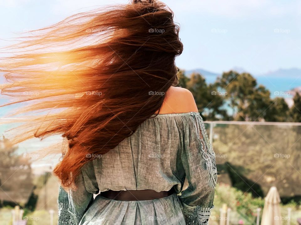 Wind in long hair 