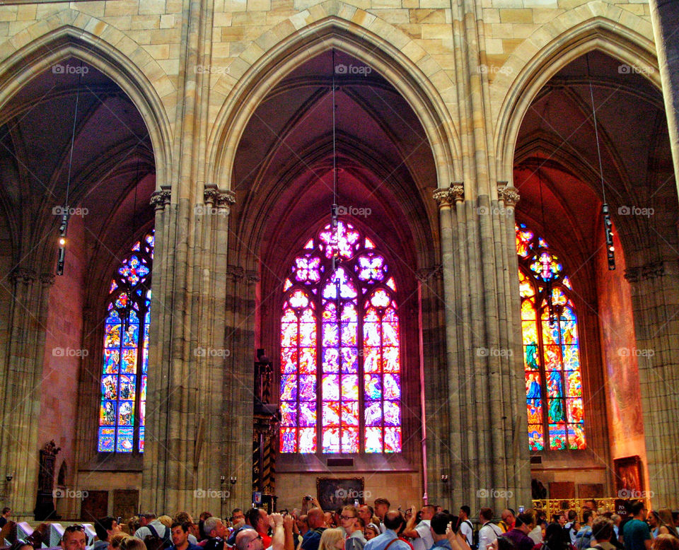 Inside a cathedral in Prague