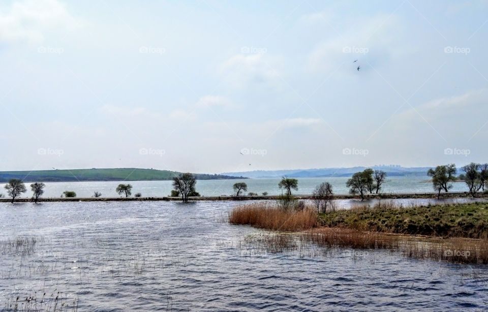 The seaside landscape on the side of the road. everything in the sea looked so peaceful. traveling in the sea of Marmara.
