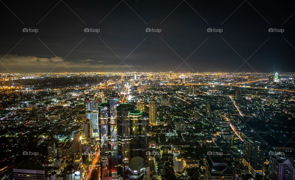 Life of the night light , Bangkok bird eye view