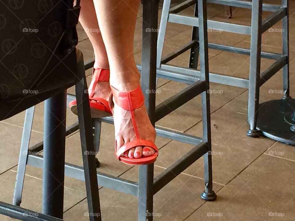 Orange high heels shoes