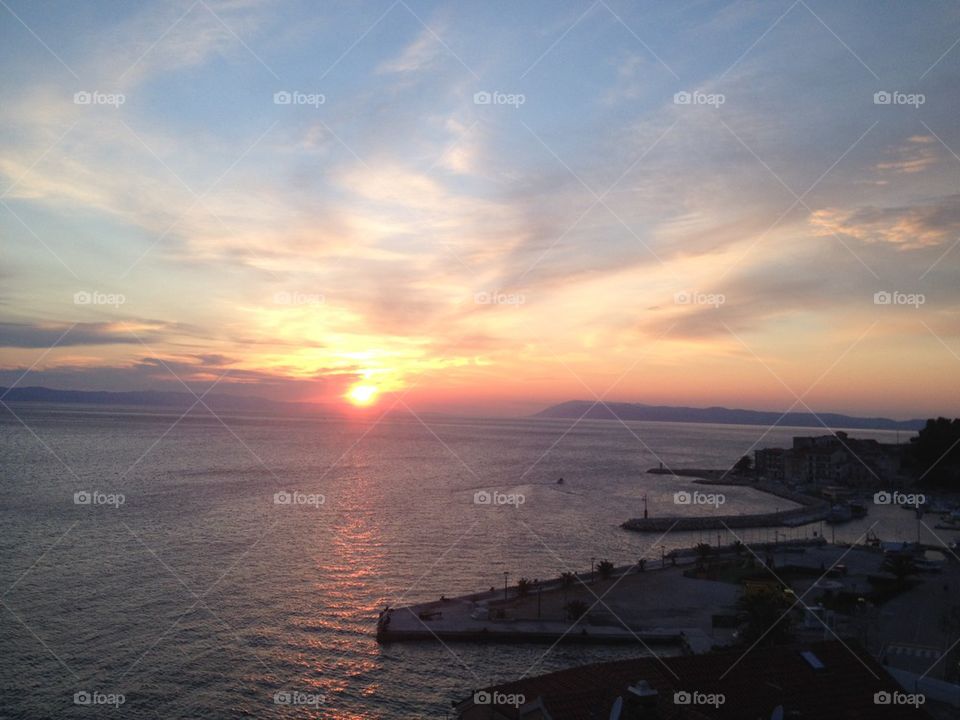 View of beach during sunset