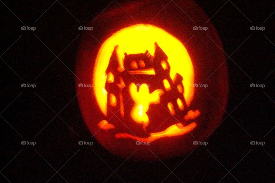 creative Halloween scene jack-o'-lantern