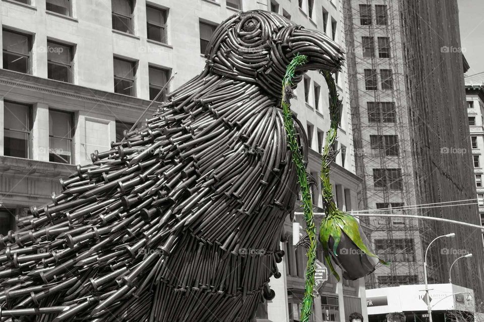 Bird made from nails