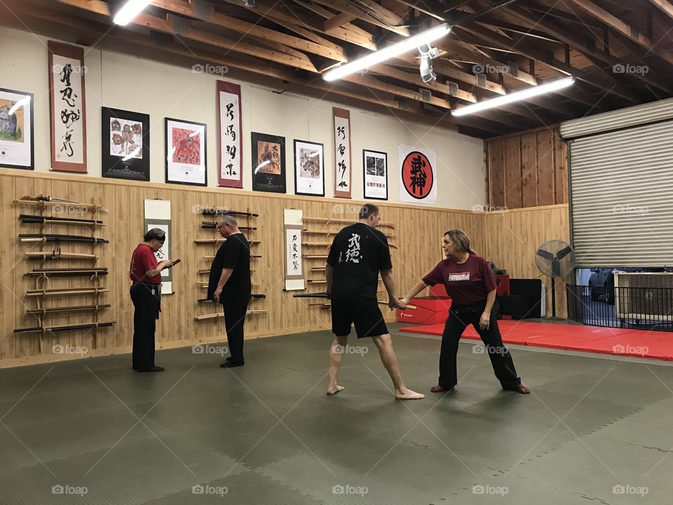 Martial arts training at the dojo. There is not a dull moment when everyone is engaged in the practice of martial techniques as a community of learners.