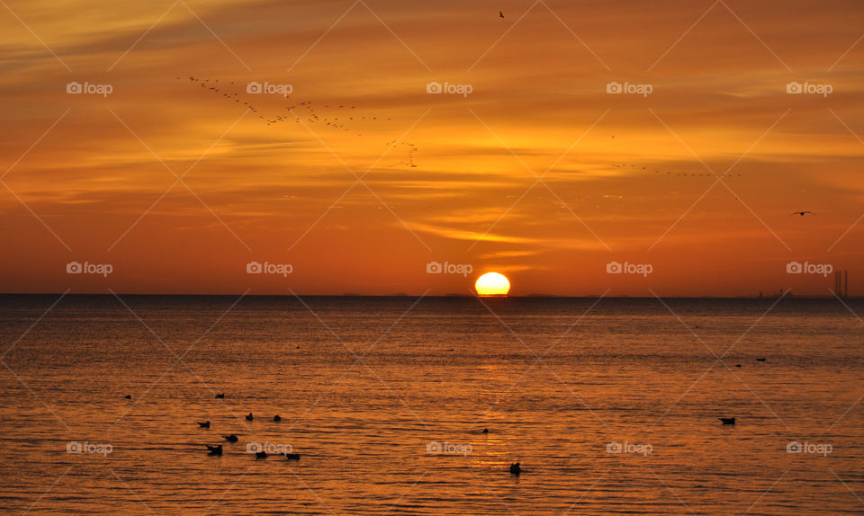 Sunset, Dawn, Water, Sun, Sea