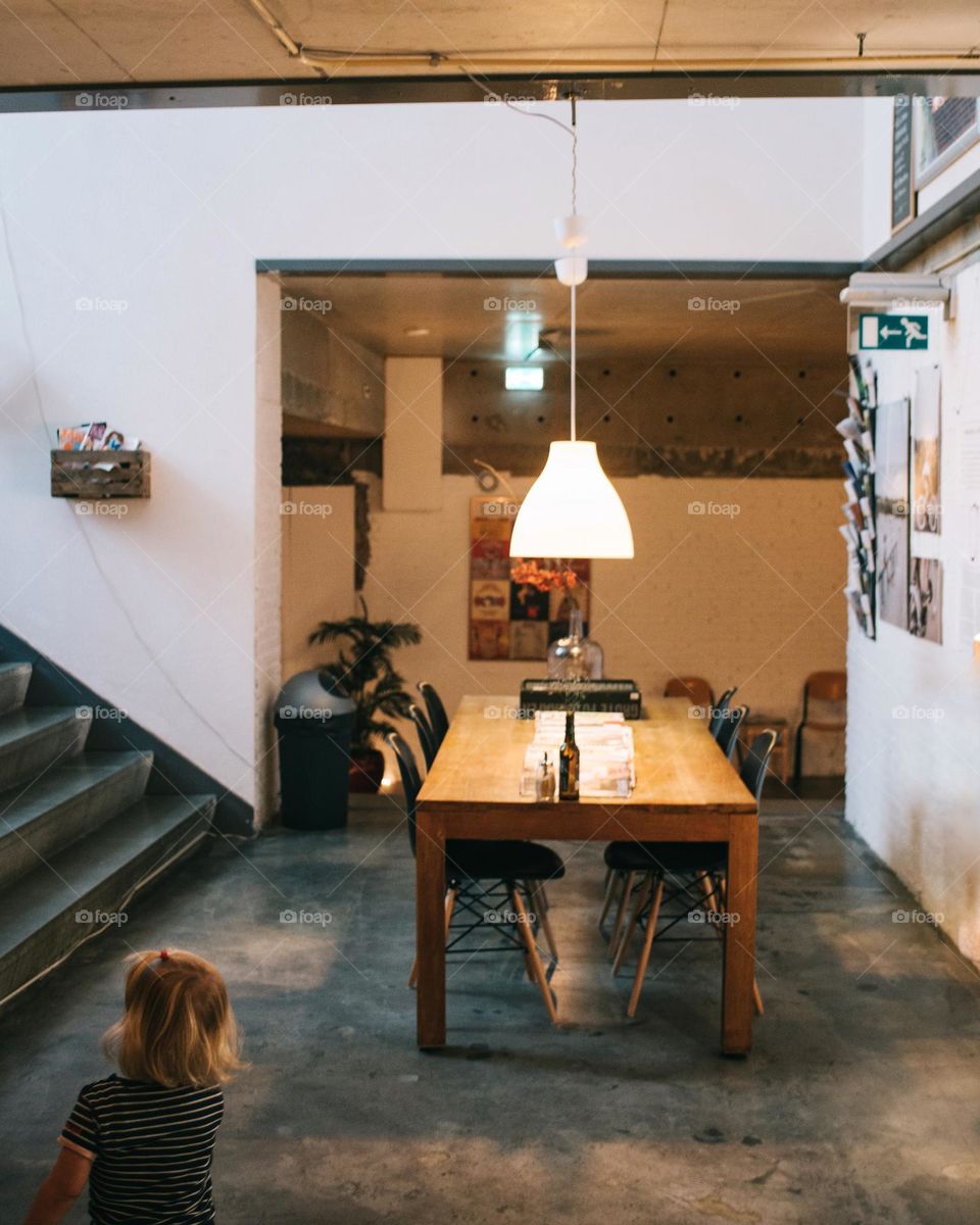 Vintage style cafe in Arnhem, The Netherlands, basement, cozy atmosphere