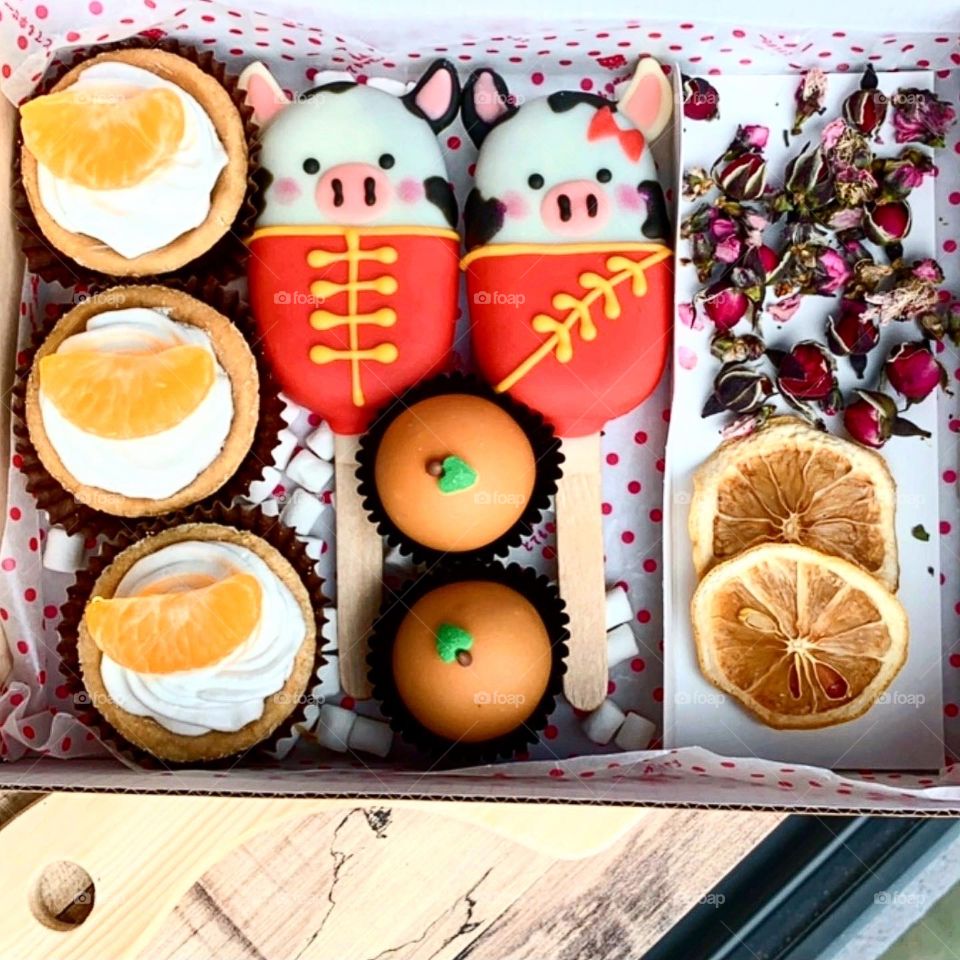 Year of the ox colourful desserts 