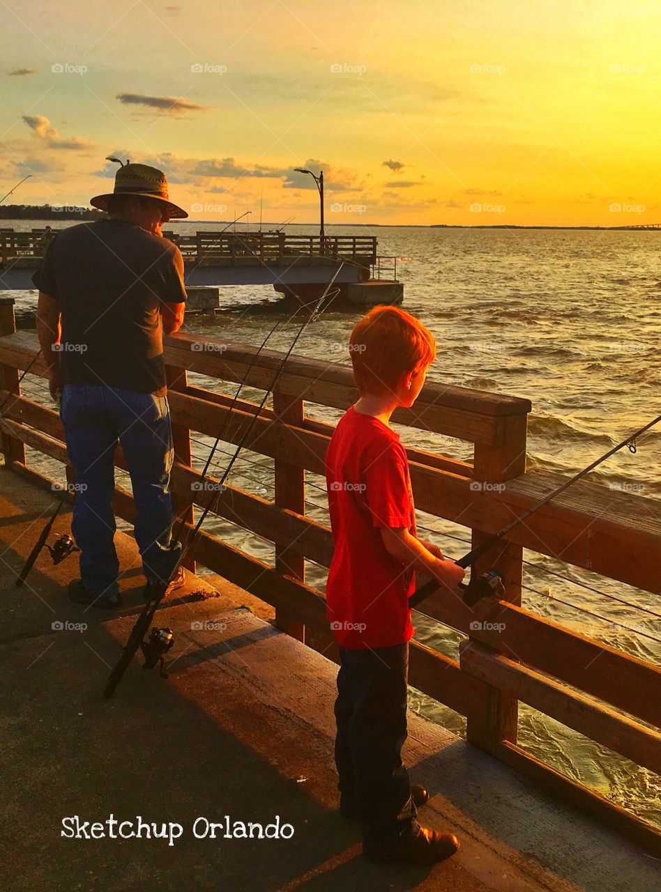 Boy red sunset