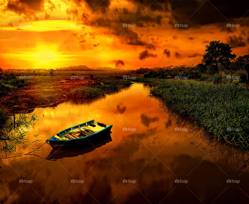 sunset at sambutan river