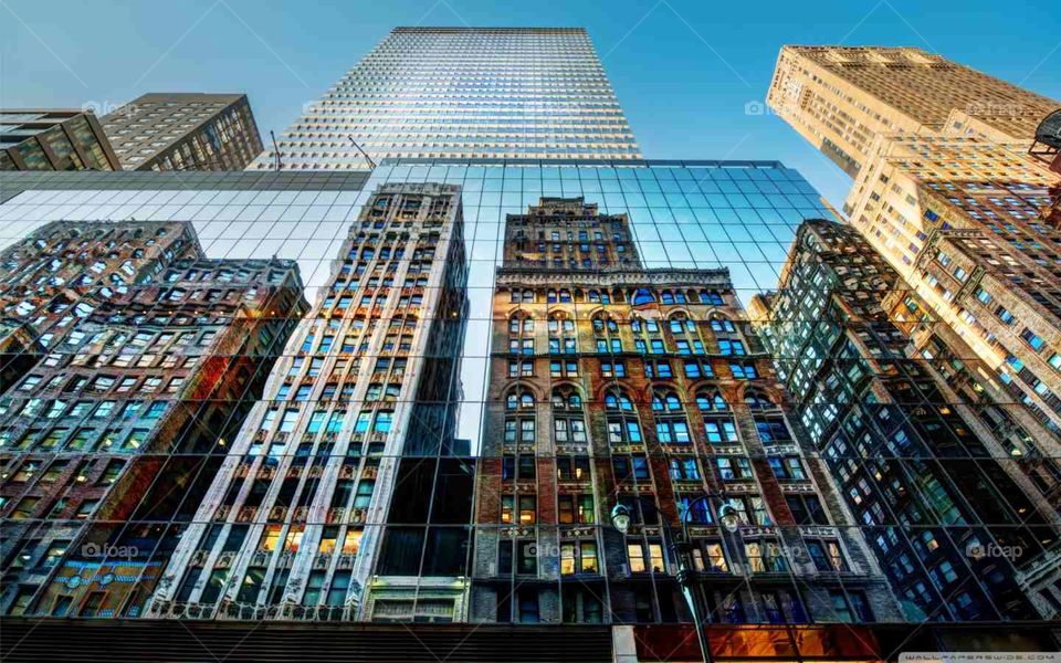 Mirrored Glass In New York City Building ;) I see the beautiful and colorful Building  <3