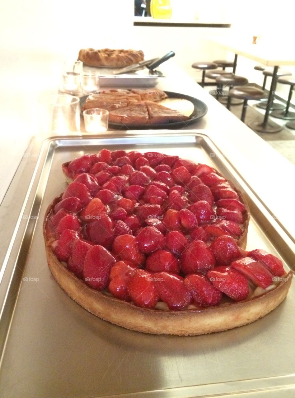 Tart on a shelf in a French cafe