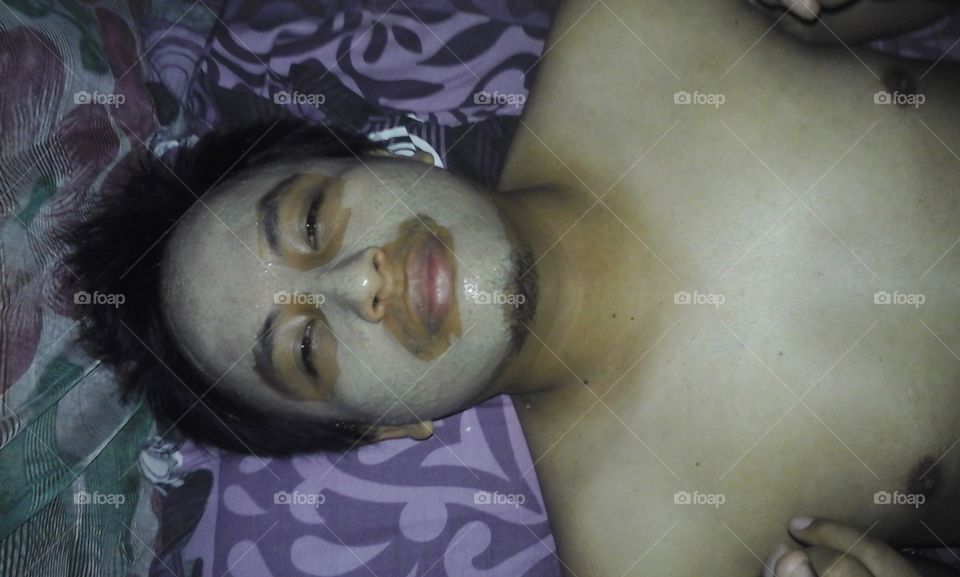 facial face with herbal mask