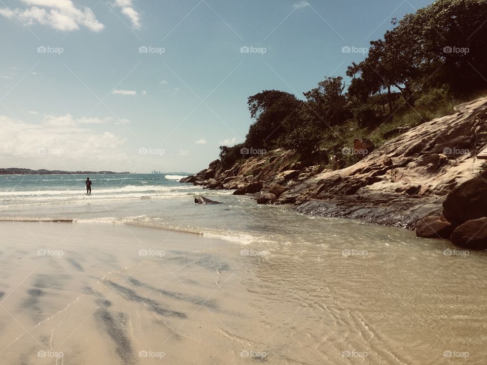 Beach landscape in Brazil with transparent sea and nature 