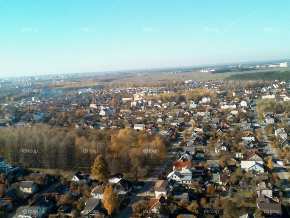 autumn city from above