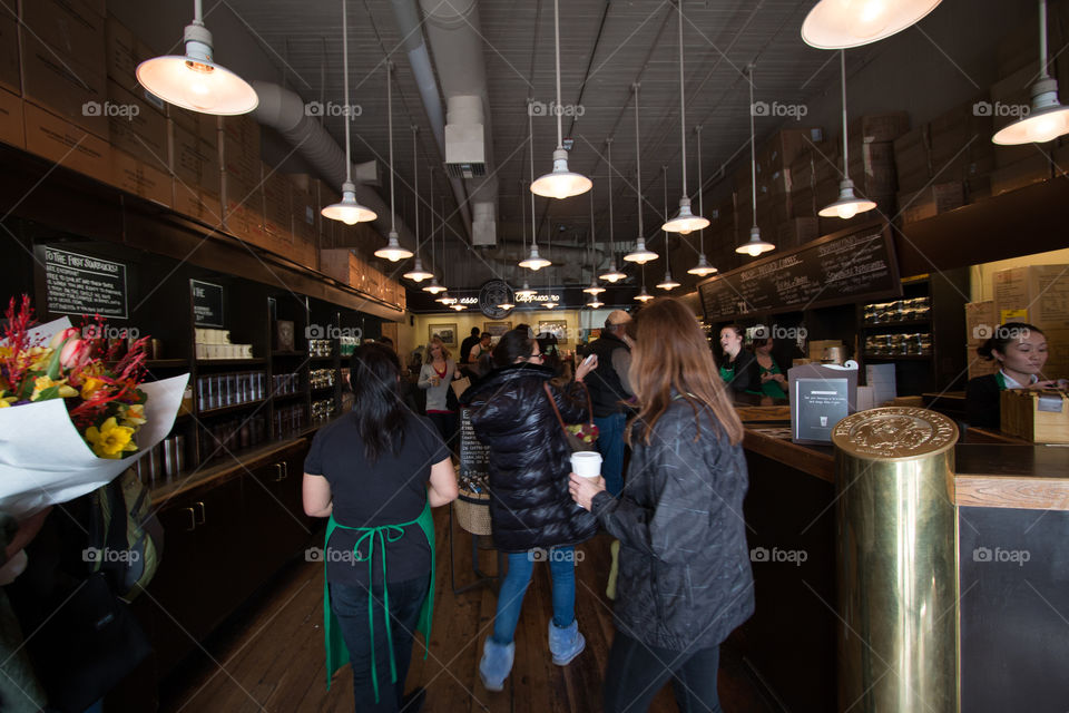 Inside first Starbuck store 