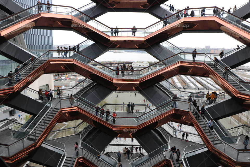 Steps and stairs for recreation in the middle of crowded city where people can walk and climb and enjoy the beautiful surroundings from all heights and corners