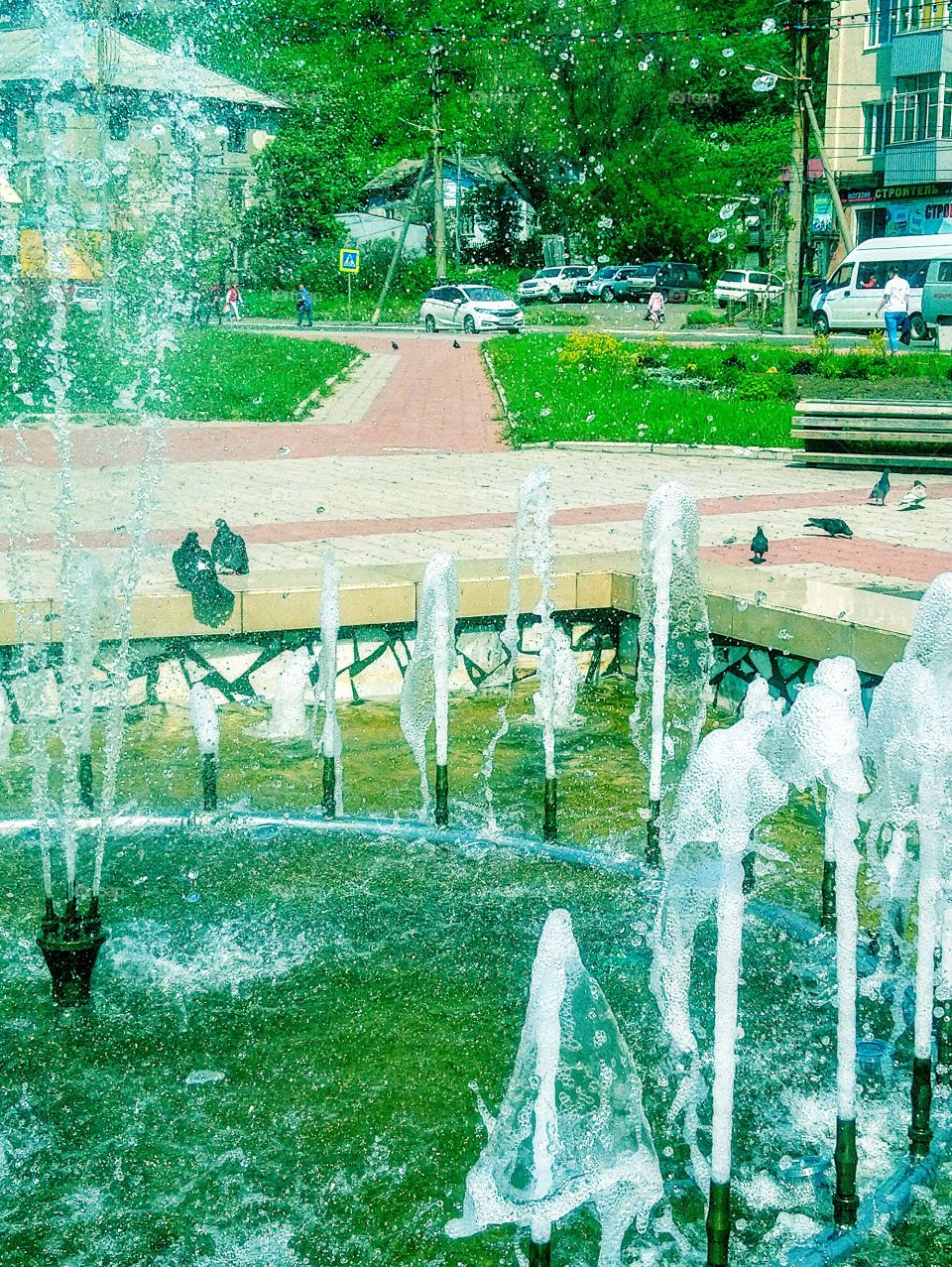 Fountain in small town