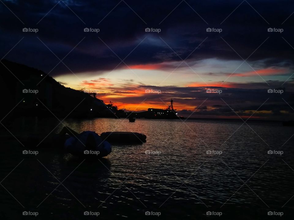 Day and night sunset in Jamaica Ocho Rios