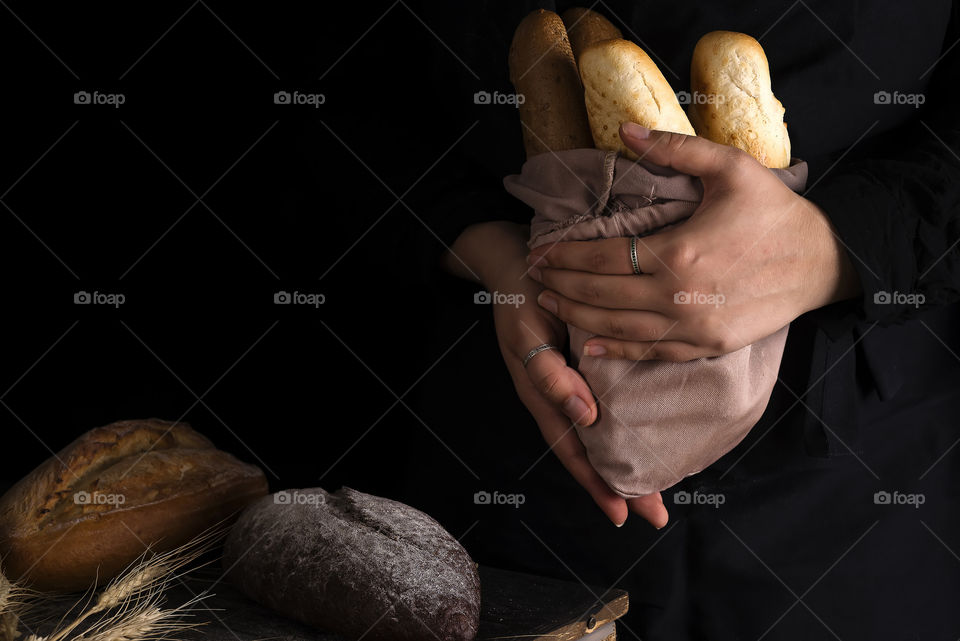 homemade bread in the woman hand