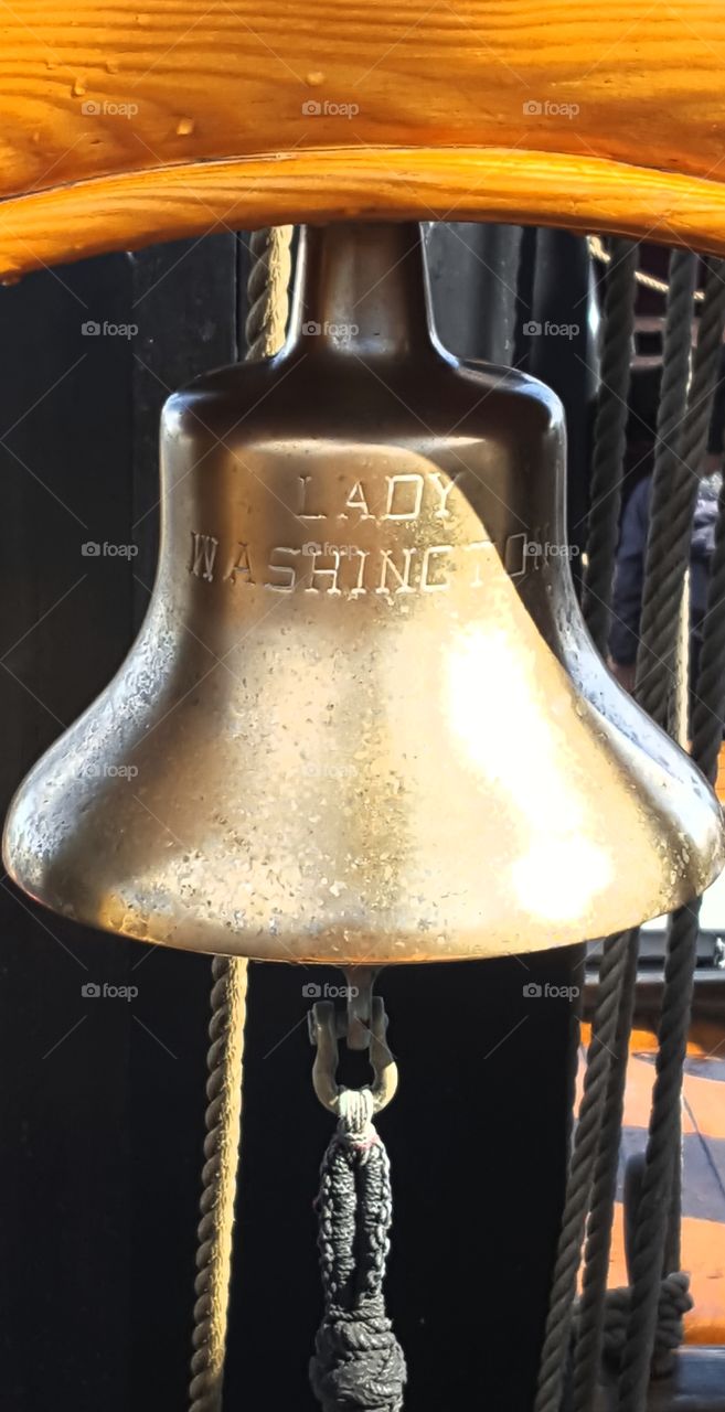 A ship's bell aboard the Lady Washington in Monterey Bay