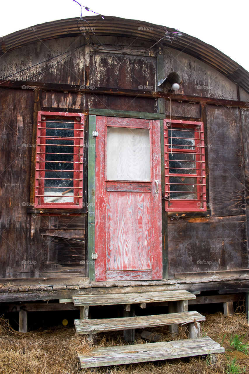 Close-up of wooden ranch