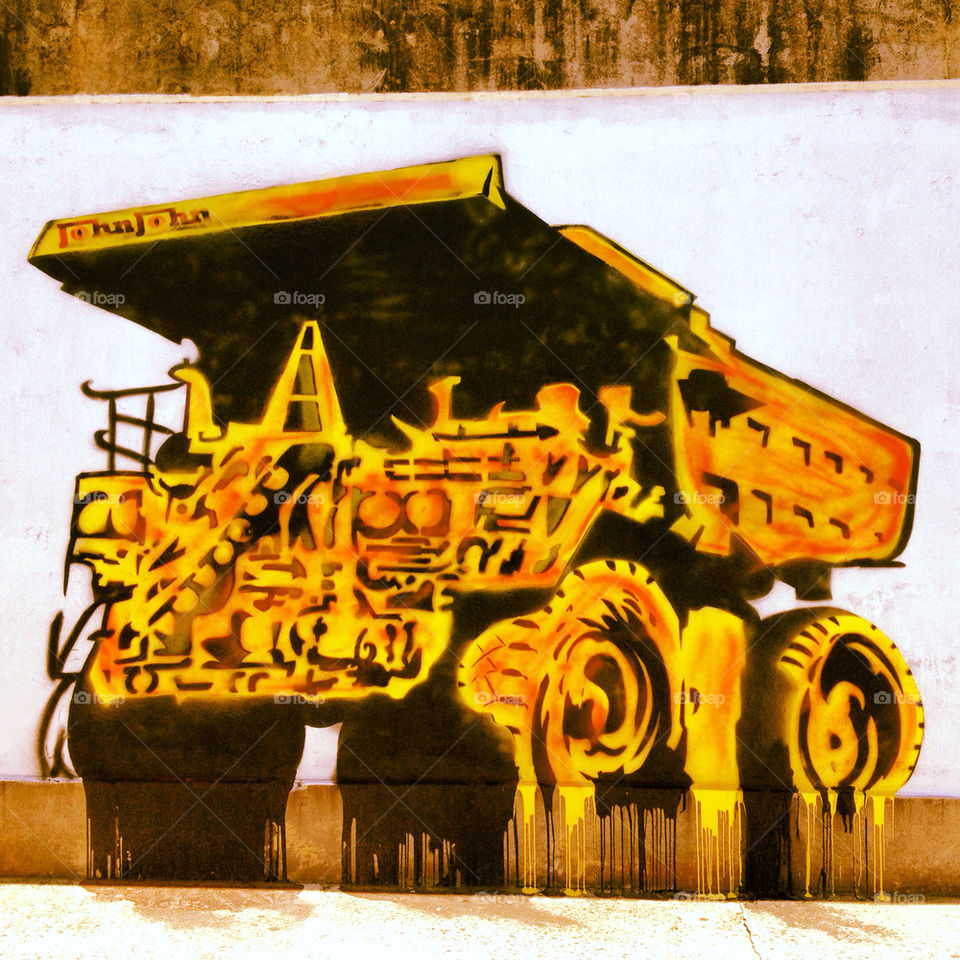 Tractor graffiti near Icebergs