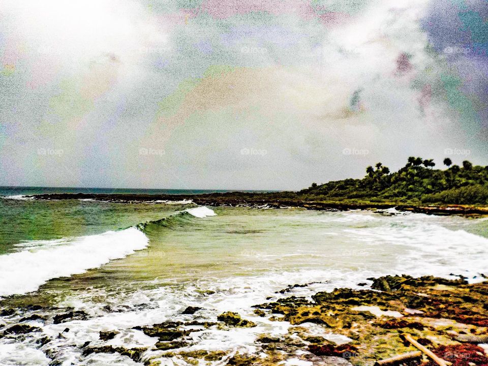 crashing waves on the shore