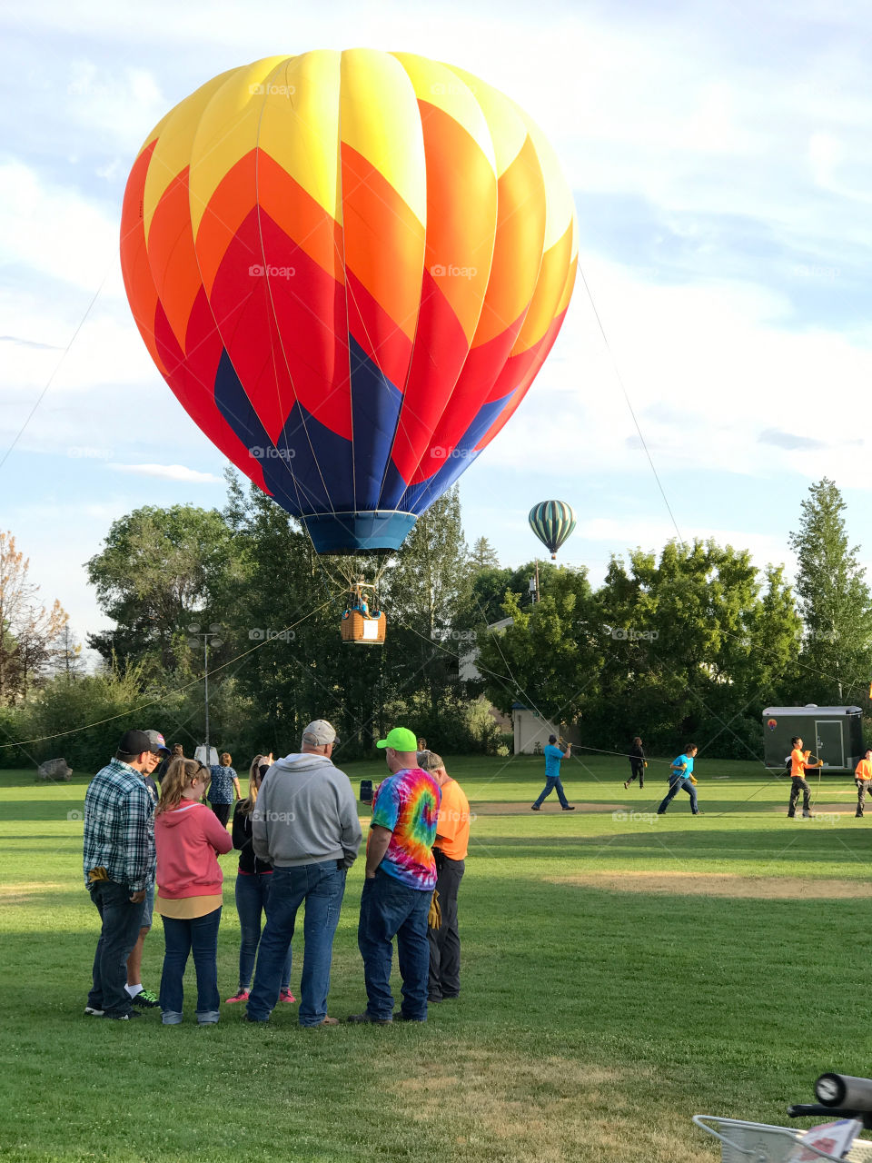 Colorful hot-air-balloons at a summer festival in Prineville in Central Oregon on a summer morning 