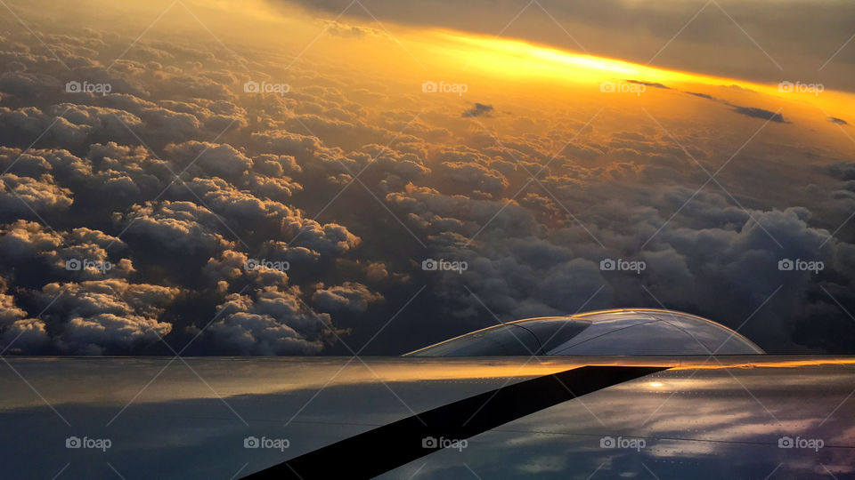 Sunset view from airplane